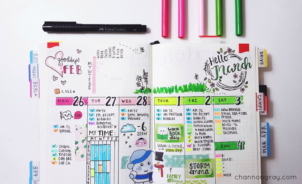Finding happiness in creativity can help improve your mental health and well-being dramatically. Bullet Journalling is the creative key to feeling happier. It can reduce stress, anxiety and alleviate depression. Bullet Journalling can be simple or as creative as you want it to be. It is a place to track habits, weight-loss, gratitude, goals, etc. // heythereChannon - www.channongray.com #bulletjournal #mentalhealth #findinghappiness