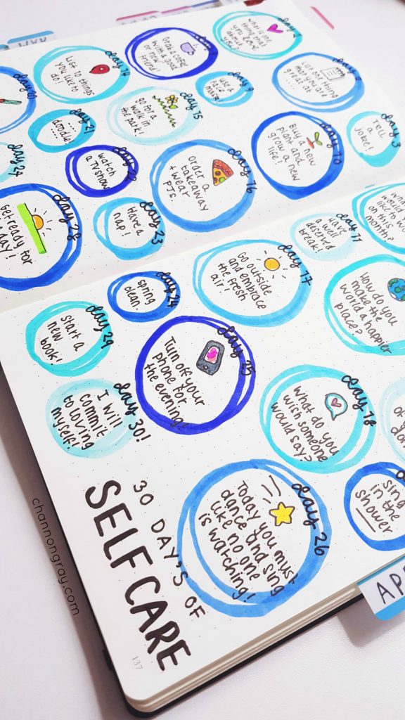 Self-care doesn't have to cost money, be glamorous or worth over-sharing with the world. It's about learning what makes you happy. Most importantly, self-care is when you enable yourself to be the person you've always wanted to be. A bullet journal can be a great self-care tool to improve your mental wellbeing // heythereChannon - www.channongray.com #bulletjournal #selfcare #productivity #wellbeing #stationery