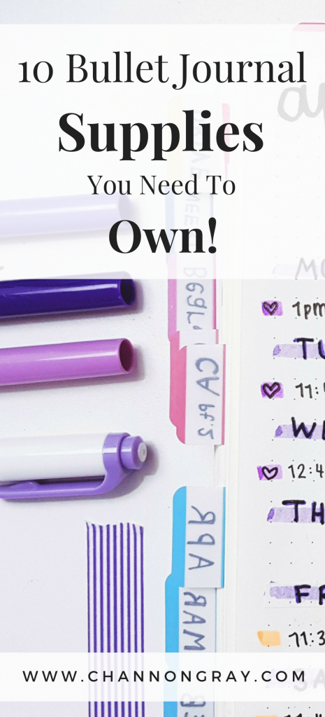 Let's face it, we all love shopping for stationery. There is just something about new pens, washi tape, stamps, stickers and dotted notebooks. I've put together a list of my top 10 favourite bullet journal supplies that I think you should absolutely own in your stationery collection. - www.channongray.com // heythereChannon
